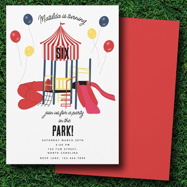 Convites Festa de aniversário de playground no Park Kids (Playground Birthday Party in the Park Kids Invitation)