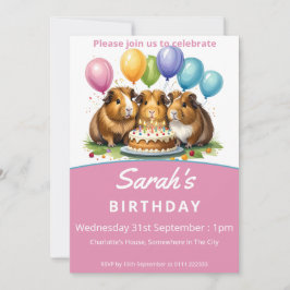 Convites Festa de aniversário de porcos-guineenses
