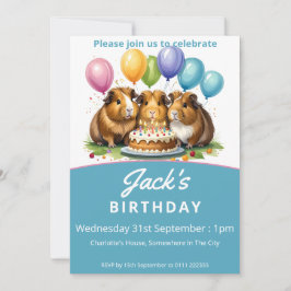 Convites Festa de aniversário de porcos-guineenses