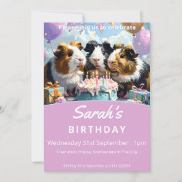 Convites Festa de aniversário de porcos-guineenses