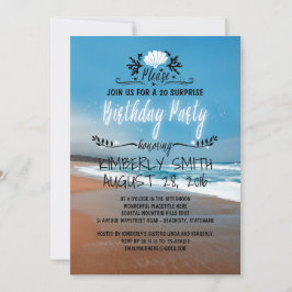 Convites Festa de aniversário de praia em Whimsical e azul