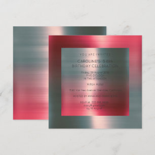 Convites Festa de aniversário de prata rosa vermelha