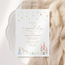 Convites Festa de aniversário de Princesa Floral Rosa