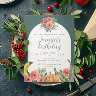 Convites Festa de aniversário de Pumpkins Vibrante Floral C