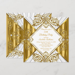 Convites Festa de Aniversário de Qualquer Idade branco Ouro