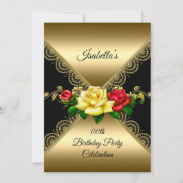 Convites Festa de Aniversário de Qualquer Idade Preto Doura