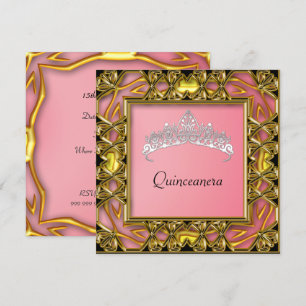 Convites Festa de Aniversário de Quinceanera  Dourado e sal
