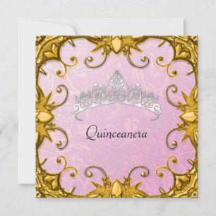 Convites Festa de Aniversário de Quinceanera Tiara Rosa Dou
