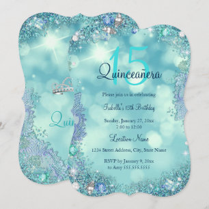 Convites Festa de Aniversário de Quinze Anos Quinceanera Az