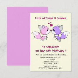 Convites Festa de aniversário de raposas de raposas de kawa