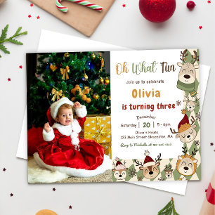 Convites Festa de aniversário de Reindeer de Natal