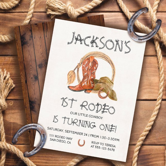 Convites Festa de aniversário de rodeio de 1rua, a oeste do (Criador carregado)