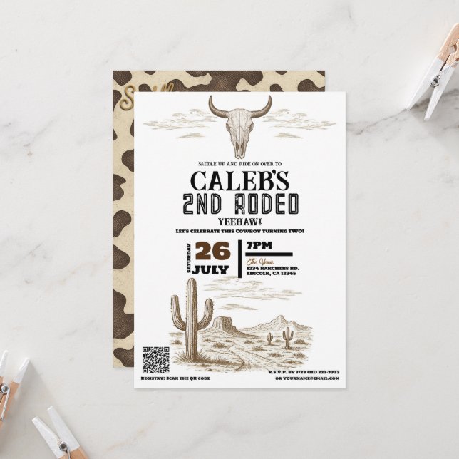 Convites Festa de Aniversário de Rodeio do Velho Oeste Vint (Frente/Verso In Situ)