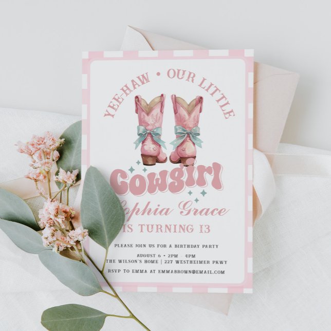 Convites Festa de aniversário de Rodeio Rosa (Criador carregado)