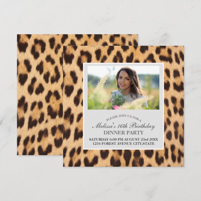 Convites festa de aniversário de safari de impressões digit (Frente/Verso)