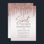 Convites Festa de aniversário de script Glitter Dourado do<br><div class="desc">Convite de aniversário 16 moderno e elegante que você pode personalizar facilmente com os detalhes do seu partido. Apresentando picos de brilho com fundo de gradiente ouro rosa e tipografia de script.</div>
