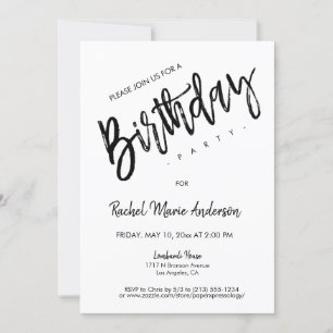 Convites Festa de aniversário de Script Simples e Personali