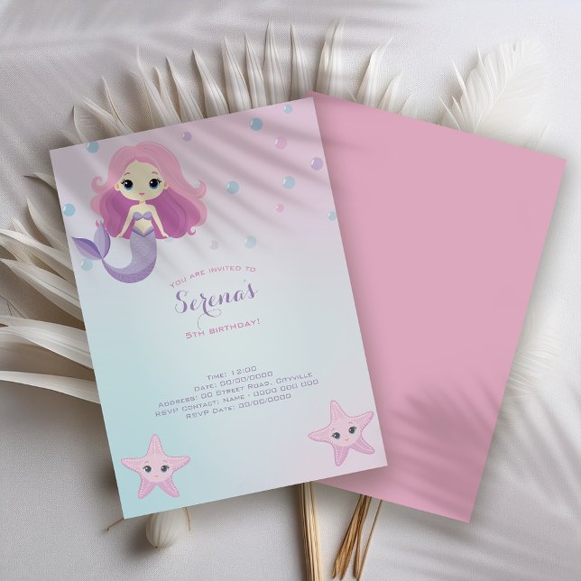 Convites Festa de aniversário de Sereia Bonita (Criador carregado)