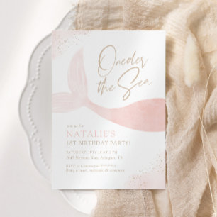 Convites Festa de aniversário de Sereia Rosa-do-mar