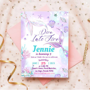 Convites Festa de aniversário De Sereia Sob O Partido Do Ma