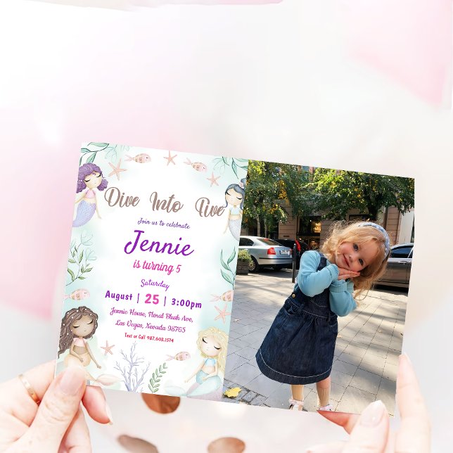 Convites Festa de aniversário De Sereia Sob O Partido Do Ma (Criador carregado)
