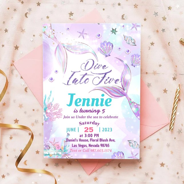 Convites Festa de aniversário De Sereia Sob O Partido Do Ma (Criador carregado)