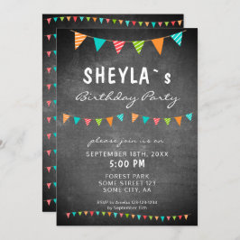 Convites Festa de aniversário de Sinalizadores de Bunting C