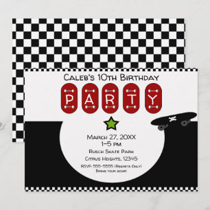Convites Festa de Aniversário de Skate Half Pipe Skateboard