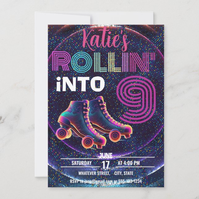 Convites Festa de aniversário de Skating Roller do Kid Pers (Frente)