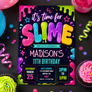 Convites Festa de Aniversário de Slime Neon