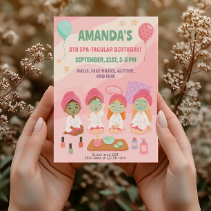 Convites Festa de aniversário de Spa para Pampe Rosa Menina