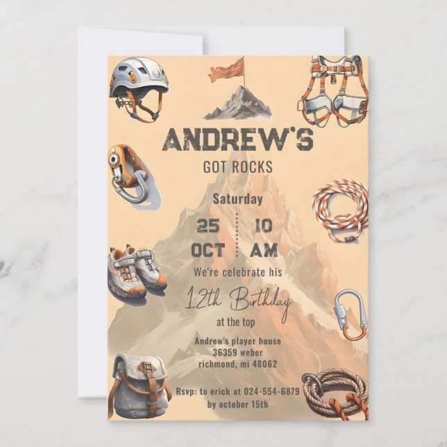 Convites Festa de aniversário de Subida de Rock Pessoal (Frente)