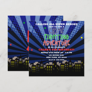 Convites Festa de Aniversário de Super Herói de Aventura de
