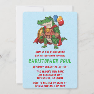 Convites Festa de aniversário de Super-Herói do Alligador V