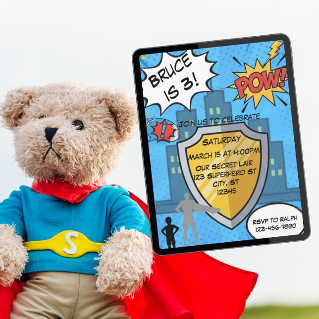 Convites Festa de aniversário de super-heróis (Criador carregado)