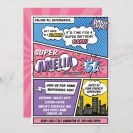 Convites Festa de aniversário de Super-Heróis do Estilo de 