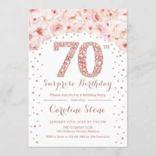 Convites Festa de aniversário de Surpresa 70 - Rosa Branca