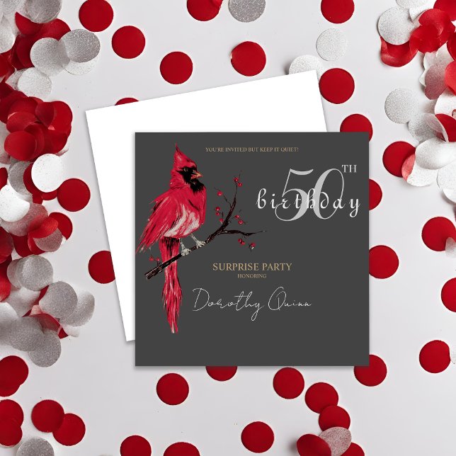 Convites Festa de aniversário de Surpresa Cardinal de Aquar (Criador carregado)