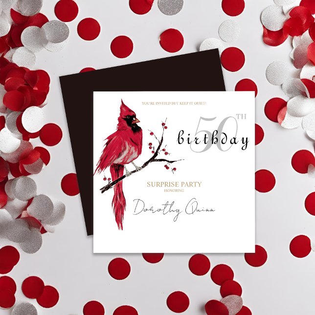 Convites Festa de aniversário de Surpresa Cardinal de Aquar (Criador carregado)