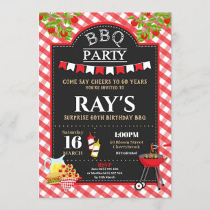 Convites Festa de aniversário de Surpresa CHURRASCO Vermelh