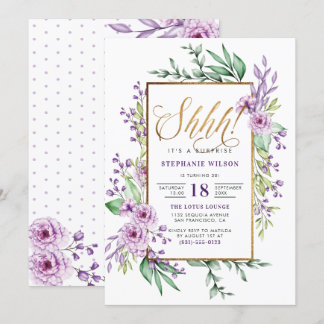 Convites Festa de aniversário de Surpresa com Aquarela Dour