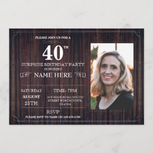Convites Festa de aniversário de Surpresa de Madeira 40º Co