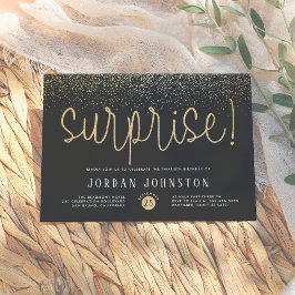 Convites Festa de aniversário de Surpresa de Script Dourado