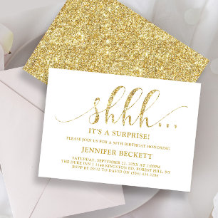 Convites Festa de aniversário de Surpresa Dourada Elegante