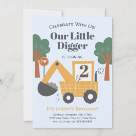 Convites Festa de aniversário de Tema de Construção com Doi