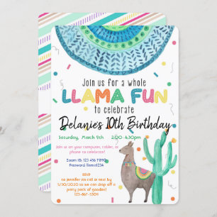 Convites Festa de aniversário de Tema do Lama Virtual