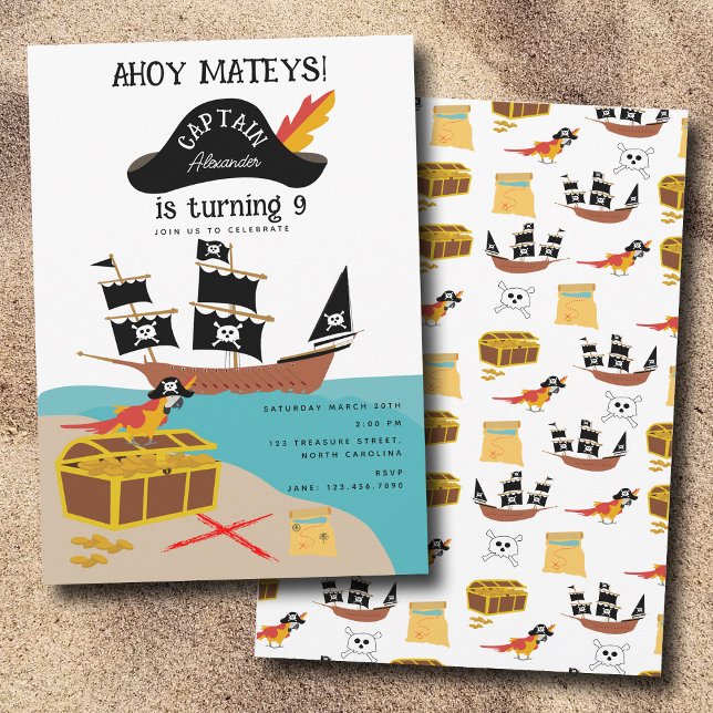Convites Festa de aniversário de Tema Pirata (Pirate Theme Birthday Party Invitation)