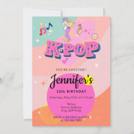 Convites Festa de aniversário de Tema Pop Music Star K-Pop 