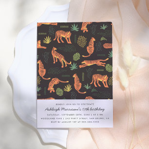 Convites Festa de aniversário de Tigre Botânico Moderno