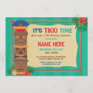 Convites Festa de aniversário de Tiki Aloha Luau Totem PoIe